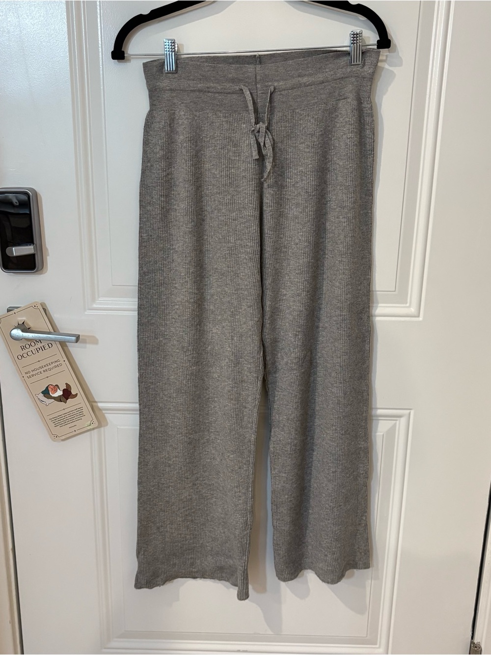 Gray Knit Wide-Leg Lounge Pants